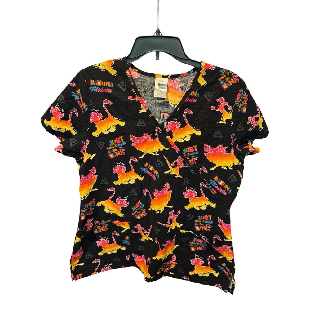 DISNEY Lion King ladies medical Vet Tech Nurse SCRUB shirt top Size Medium